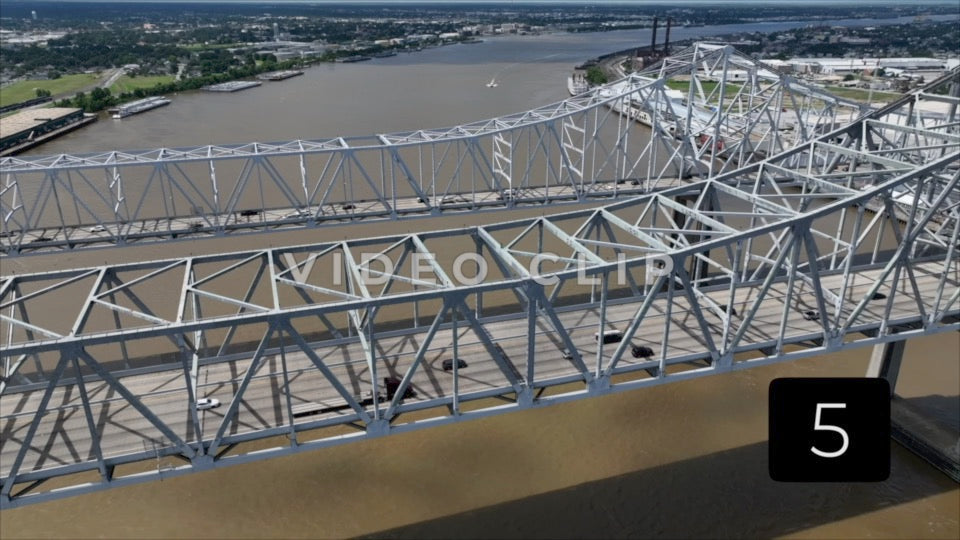 CLIP 5 - New Orleans, LA Vol. 2 - cars crossing Crescent City Connection Bridge