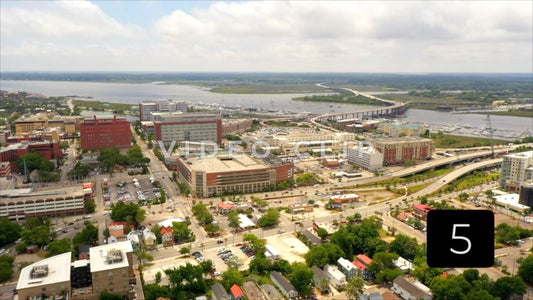 CLIP 5 - Charleston, SC cityscape with homes and business in downtown