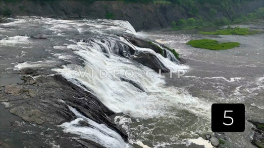 CLIP 5 - Beautiful aerial of Cohoes Falls Waterfall in New York State