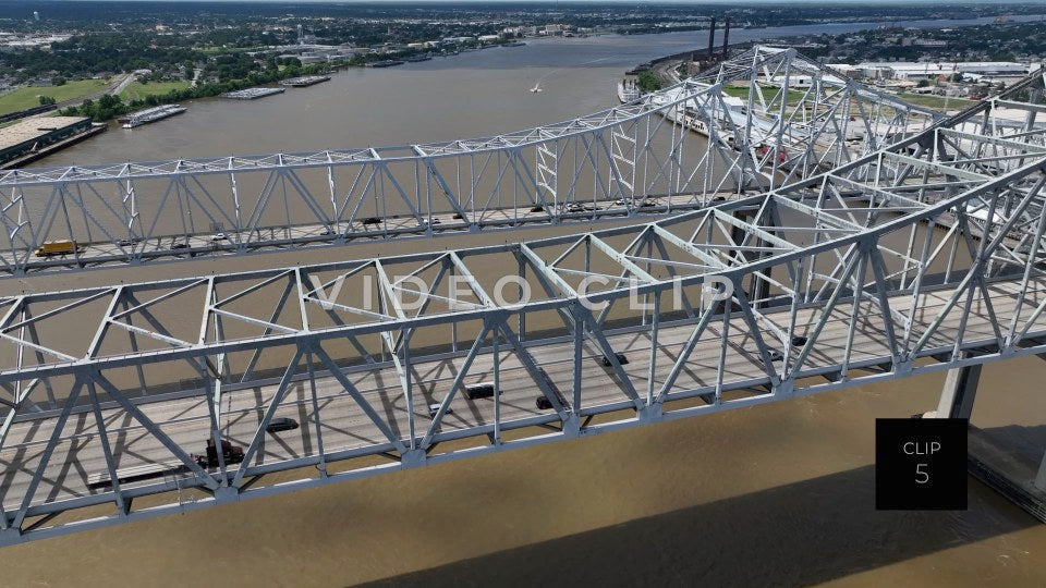 CLIP 5 - New Orleans, LA cars crossing Crescent City Connection Bridge