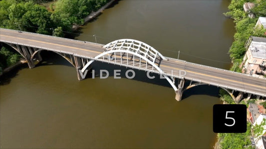 CLIP 5 - Selma, AL aerial view of Edmund Pettus Bridge then descending to close up