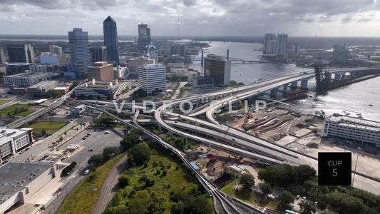 CLIP 5 - Jacksonville, FL city skyline in morning sunlight by St Johns River