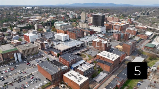 CLIP 5 - Lynchburg, VA Vol. 1 - rising above downtown and looking down at buildings