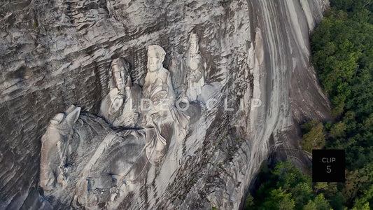 CLIP 5 - Stone Mountain Park, GA Close up of Confederate Memorial Carving depicting Stonewall Jackson, Robert E. Lee and Jefferson Davis