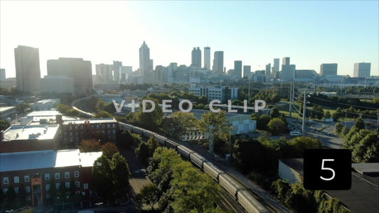 CLIP 5 - Atlanta, GA Vol. 1 - morning in the city with railroad tracks and skyline