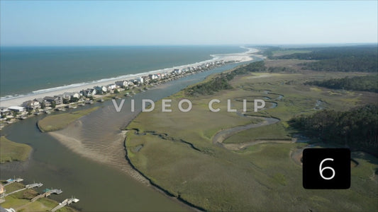 CLIP 6 - Pawleys Island, SC South end view of beach front homes and inlet marsh