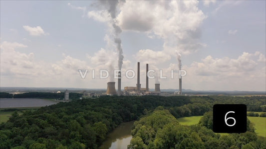 CLIP 6 - Plant Bowen, GA Georgia Power Plant with visible atmospheric output from smokestacks