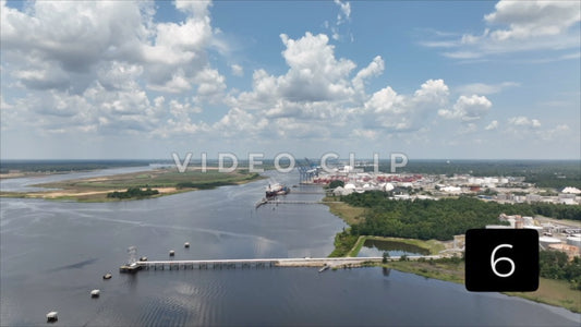 CLIP 6 - Wilmington, NC Port of Wilmington with cargo ship docked on Cape Fear River