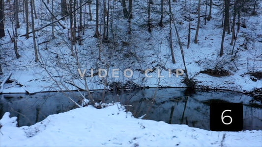 CLIP 6 - Rochester, NY Vol. 7 - Snow covered hillside beside Irondequoit creek in Winter at Ellison Park, NY
