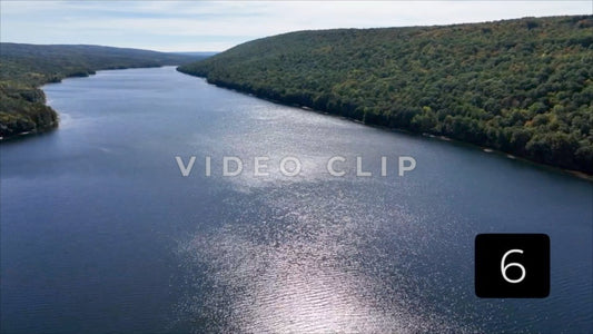 CLIP 6 - Canadice Lake, NY aerial landscape of peaceful Finger Lake