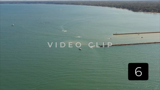 CLIP 6 - Rochester, NY Vol. 5 - Lake Ontario as boats enter Genesee river past Charlotte Pier