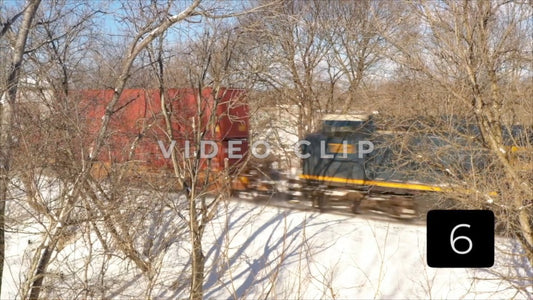 CLIP 6 - Winter Vol. 5 - Train travels through snow covered Winter landscape