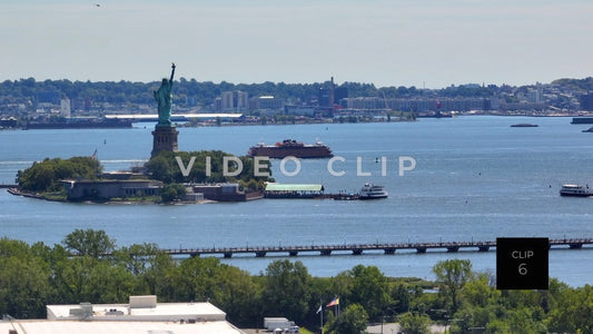CLIP 6 - New York, NY Statue of Liberty with Staten Island Ferry in harbor