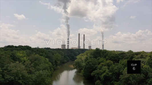 CLIP 6 - Plant Bowen, GA Georgia Power Plant with visible atmospheric output from smokestacks