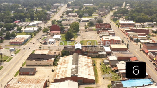 CLIP 6 - Hawkinsville, GA aerial of downtown streets and business