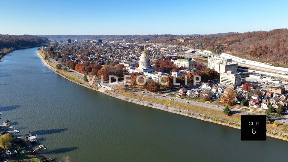 CLIP 6 - Charleston, WV slowly moving to the left with view of capital and downtown