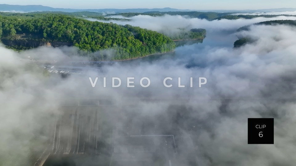 stock video fog over tennesse mountains at Norris Dam