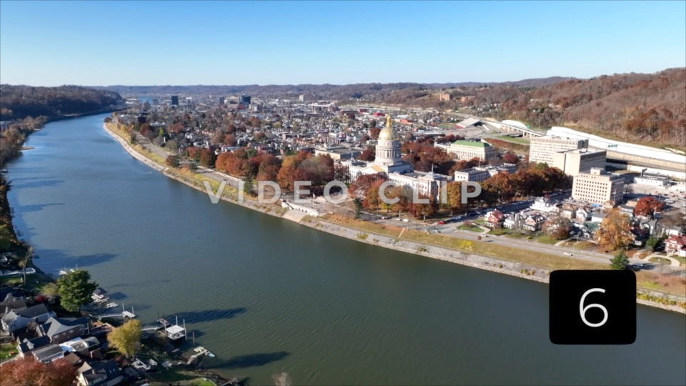 CLIP 6 - Charleston, WV slowly moving to the left with view of capital and downtown