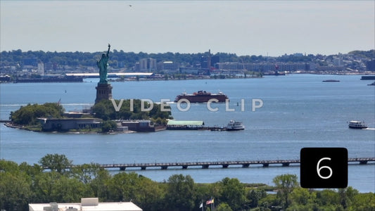 CLIP 6 - New York, NY Vol 1. - Statue of Liberty with Staten Island Ferry in harbor