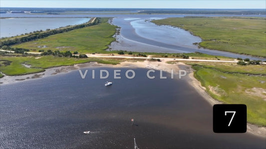 CLIP 7 - Brunswick, GA drone flight over inlet with marina and wetlands
