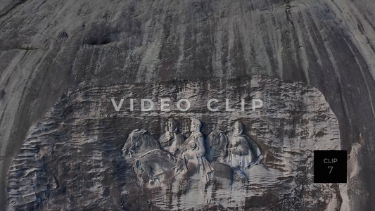 CLIP 7 - Stone Mountain Park, GA Close up of Confederate Memorial Carving depicting Stonewall Jackson, Robert E. Lee and Jefferson Davis