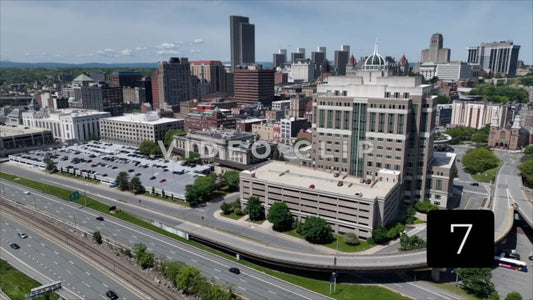 CLIP 7 - Albany, NY Vol. 1 - rising and spinning over highway beside Hudson River