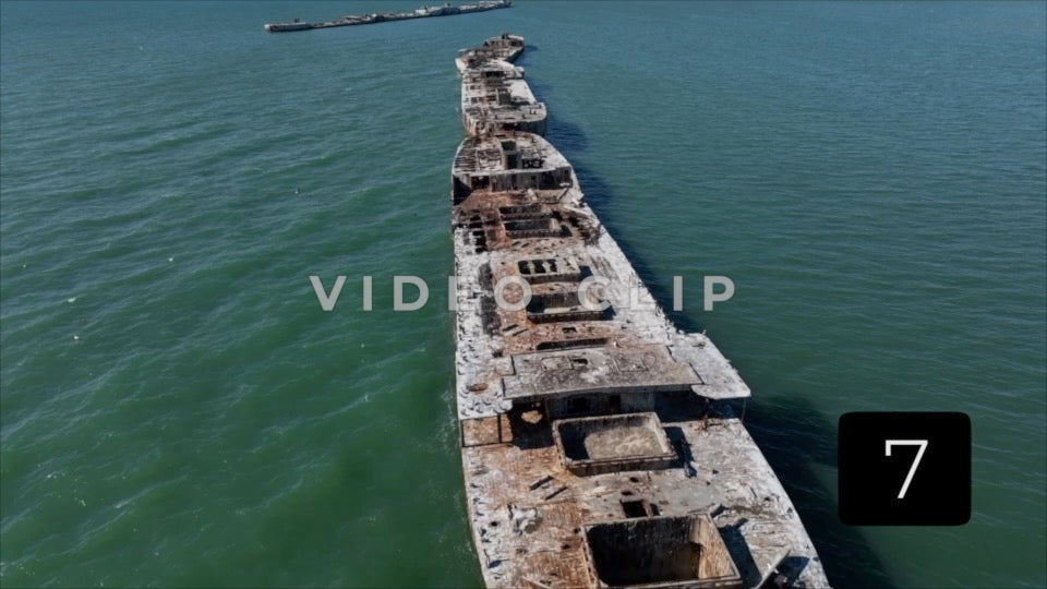 CLIP 7 - Kiptopeke Concrete Ships, VA reverse flight then lowering to main deck