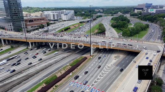 CLIP 7 - Atlanta, GA No Kings Protest - Slow flight towards highway overpass with protesters