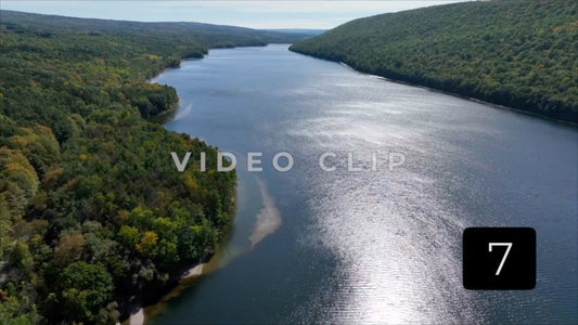 CLIP 7 - Canadice Lake, NY aerial landscape of Finger Lake in sunlight