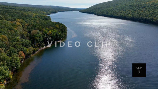 Stock video CLIP 7 - Canadice Lake, NY aerial landscape of Finger Lake in sunlight