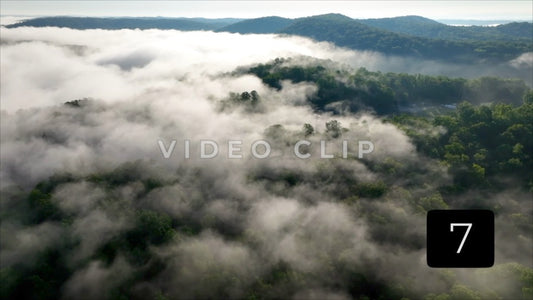 CLIP 7 - Ethereal atmosphere of beautiful morning fog over green Tennessee mountains