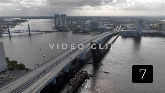 CLIP 7 - Jacksonville, FL bridge over St Johns river with boats passing underneath