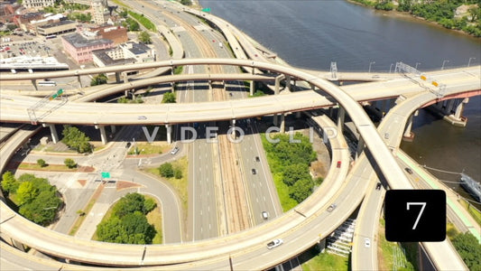 CLIP 7 - Albany, NY Vol. 2 - cars traveling on interstate highway exchange by Hudson river