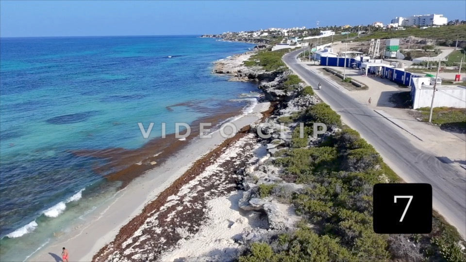 CLIP 7 - Isla Mujeras, Mexico coastline with beach and travel
