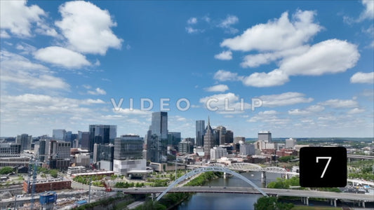 CLIP 7 - Nashville, TN city skyline lower third under blue sky and clouds