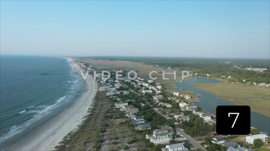 CLIP 7 - Pawleys Island, SC aerial view of ocean, beach, houses and marsh