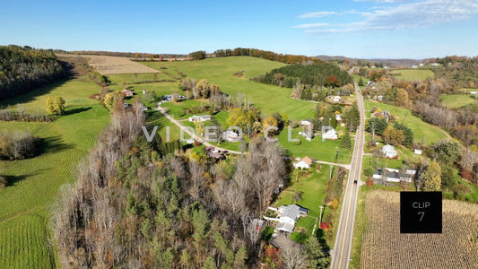 CLIP 7 - Wellsboro, PA countryside with rolling hills and houses