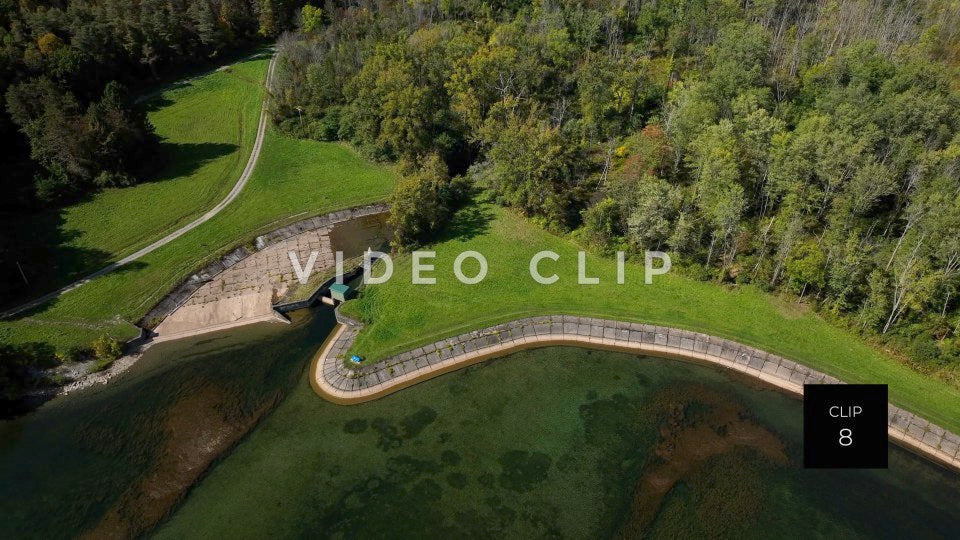 Stock video CLIP 8 - Canadice Lake, NY Finger Lake reservoir waterworks 