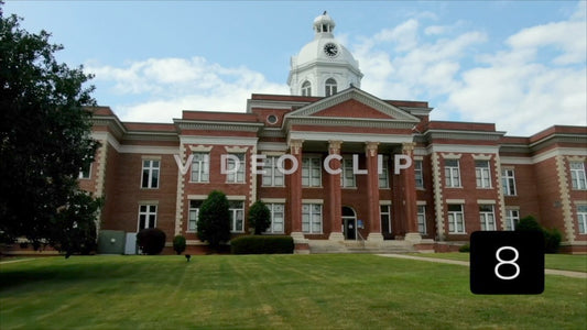 CLIP 8 - Eatonton, GA - Putnam County Clerk of Courts - close flight past dome to front of courthouse