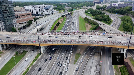 CLIP 8 - Atlanta, GA No Kings Protest - Highway overpass above 75/85 with protesters