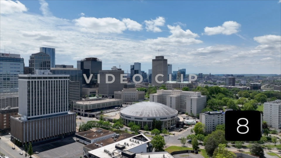 CLIP 8 - Nashville, TN rising above domed stadium to view state capital building