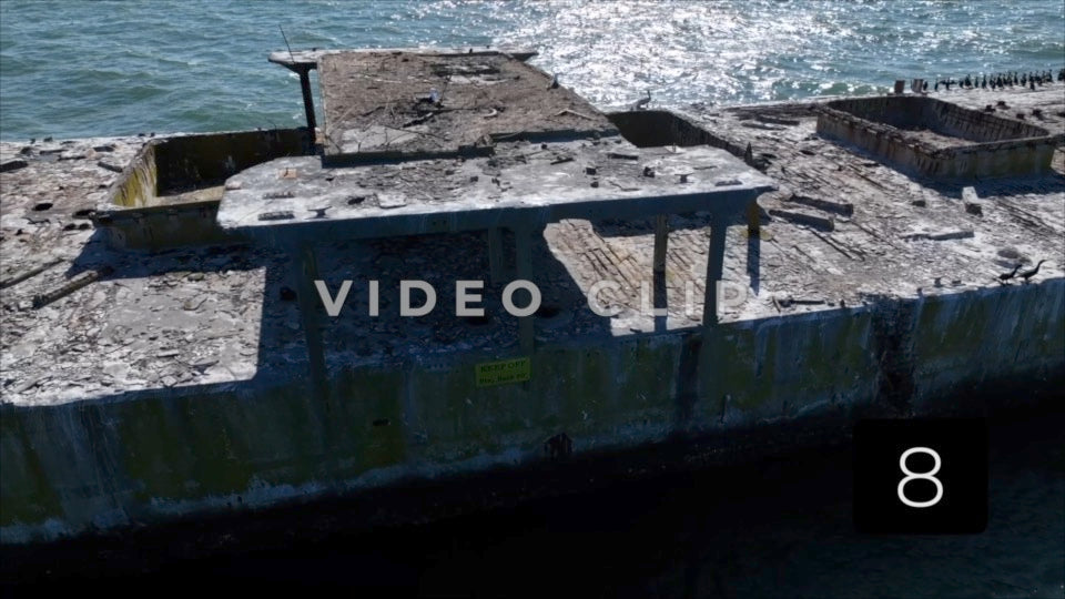 CLIP 8 - Kiptopeke Concrete Ships, VA slow turn around main deck of ship