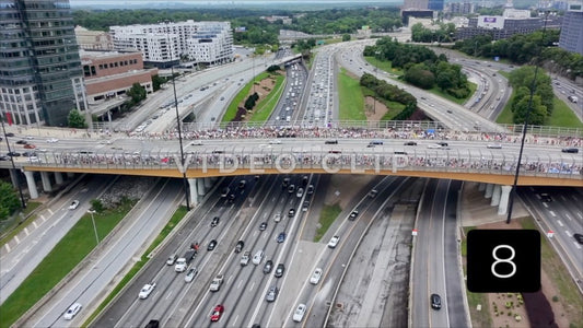 CLIP 8 - Atlanta, GA No Kings Protest - Highway overpass above 75/85 with protesters