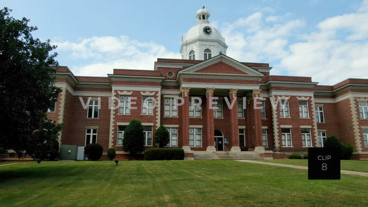 CLIP 8 - Eatonton, GA - Putnam County Clerk of Courts - close flight past dome to front of courthouse