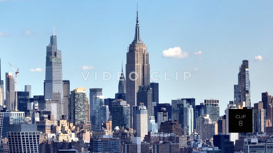 CLIP 8 - New York, NY Empire State Building in city skyline view from Hudson River