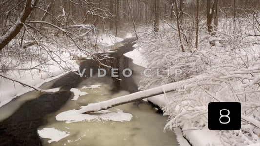 CLIP 8 - Winter Vol. 4 - Wintertime with snow beside gentle creek in forest