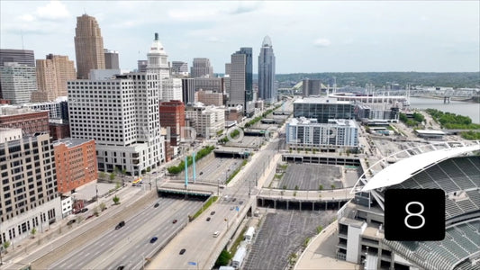 CLIP 8 - Cincinnati, Ohio beautiful aerial of downtown city skyline