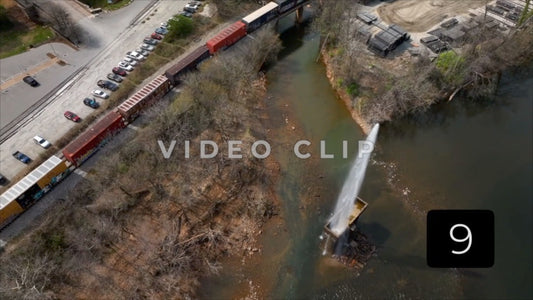 CLIP 9 - Lynchburg, VA Vol. 1 - looking down at train passing by water fountain