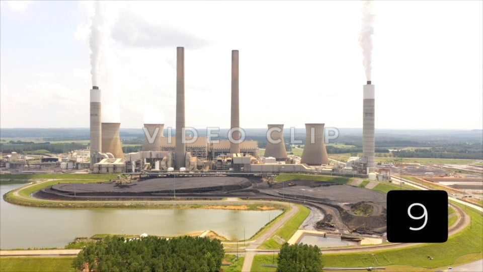 CLIP 9 - Plant Bowen, GA Smokestacks and coal-fired Power Generation facility