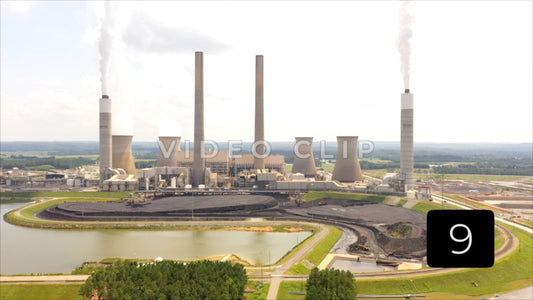 CLIP 9 - Plant Bowen, GA Smokestacks and coal-fired Power Generation facility